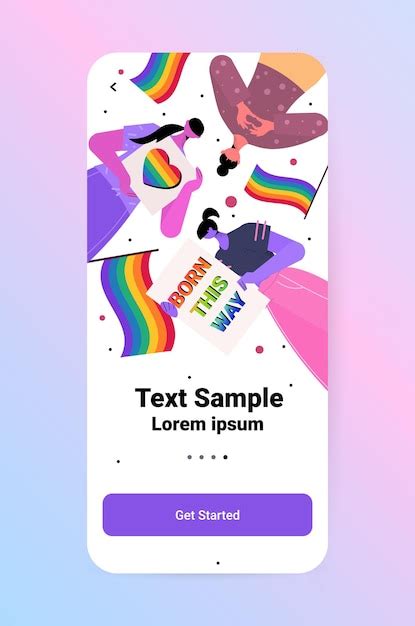 Premium Vector People Holding Lgbt Rainbow Flags And Placards Gay Lesbian Love Parade Pride