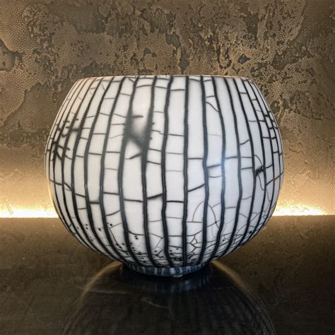 Naked Raku Large Vase Black White Ceramics Home Decor