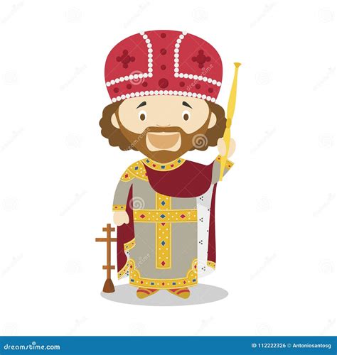 Emperor Constantine I Cartoon Character Vector Illustration Stock
