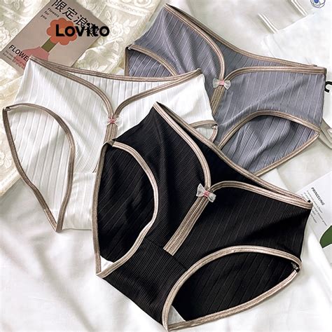 Lovito Women Casual Patchwork Contrast Binding Fabric Stitching Panties