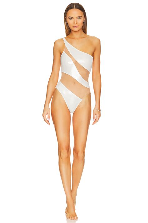 Norma Kamali Mio Snake Mesh One Piece In Pearl Nude Mesh REVOLVE