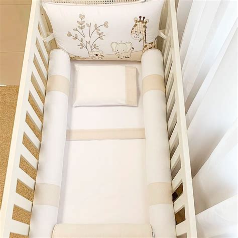 Kit Enxoval de Berço Savanah Rolos Nude 9 Peças Baby Enxoval Enxovais para Bebês