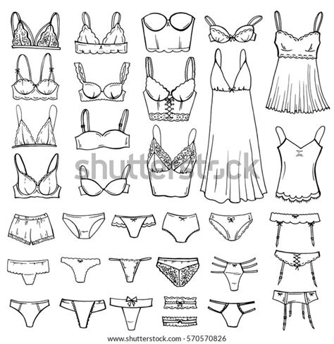 Hand Drawn Sketch Lingerie Set Fashion Vetor Stock Livre De Direitos Shutterstock