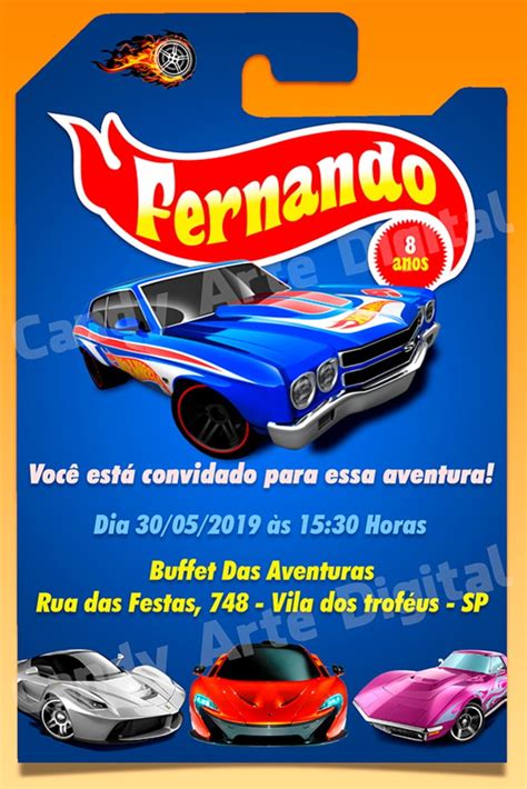 Convite Digital Infantil De Anivers Rio Hot Wheels Elo