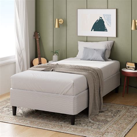zinus king single fabric bed base ensemble base white bunnings