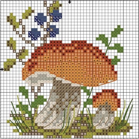 Вышиваем с детьми грибочки | Cross stitch flowers, Floral cross stitch ...