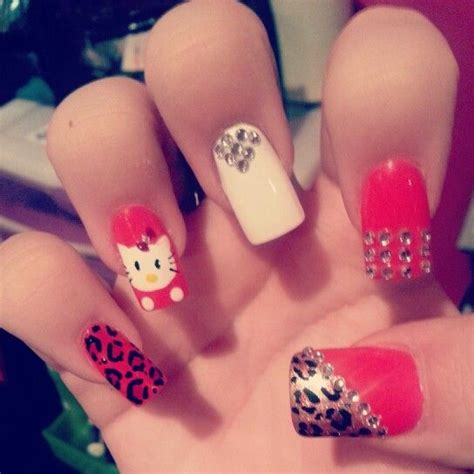 Hello Kitty Cheetah Print Nails Cheetah Print Nails Nails Hair Beauty