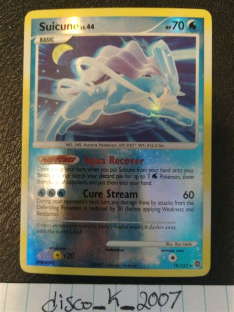 Suicune Secret Wonders 19 132 Holo Rare MP Pokemon Card Values MAVIN