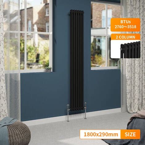 Nrg Traditional Cast Iron Style Vertical Vintage Radiator Rads Black