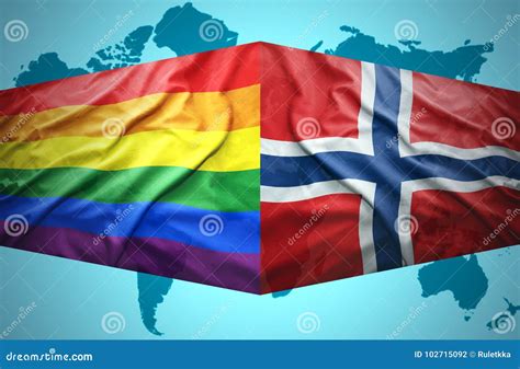Waving Norwegian And Gay Flags Stock Illustration Illustration Of Flag Cooperation