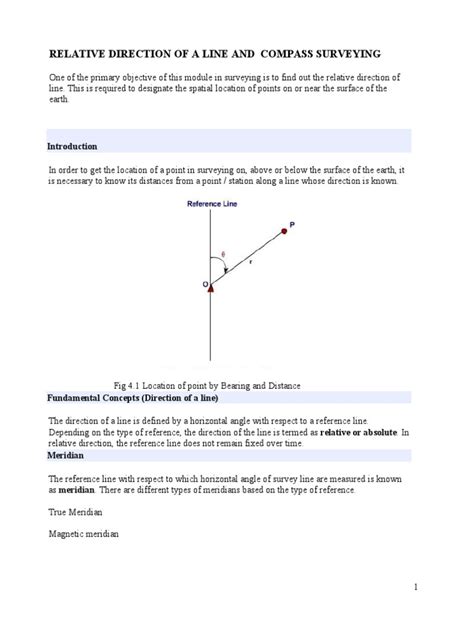 Relative Direction Of A Line And Compass Surveying Pdf Compass