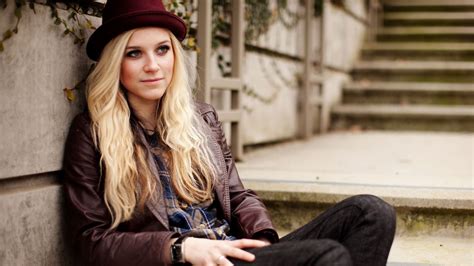 Blonde Jacket Girl Smile Beauty Photo HD Wallpaper Preview Wallpaper