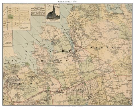 North Hempstead 1886 Old Town Map With Homeowner Names New York Reprint Genealogy Kings Queens
