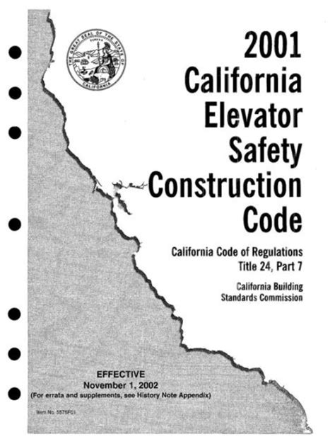 State Of California Elevator Code By State Of California Ebook