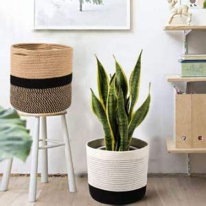 TIMEYARD Sturdy Jute Rope Plant Basket Modern Woven Basket Up To 7 5