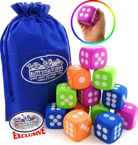 Deluxe Large 225 Eva Foam Dice Pack Of 12 With Bonus