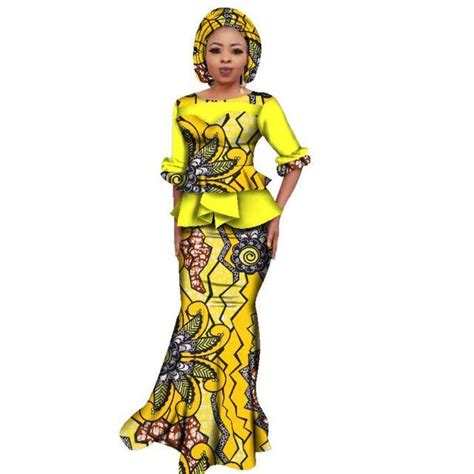 African Clothing Dashiki Women O Neck Top Skirt Set Natural Bazin Riche X11004 African Prom