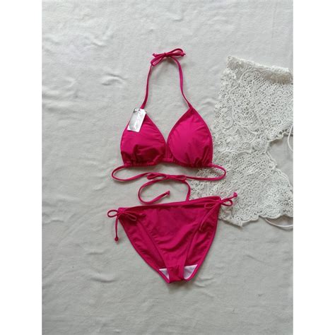 Jual BIKINI PANTAI SEGITIGA WITH FOAM BK 3301R XO PINK FANTA BIKINI