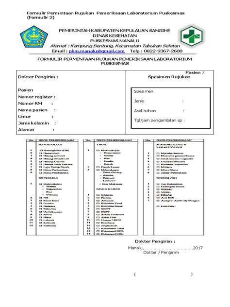 Formulir Hasil Pemeriksaan Laboratorium Ruang Ilmu