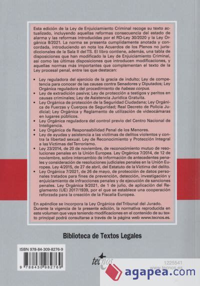 Ley De Enjuiciamiento Criminal Y Legislacion Complementaria Editorial