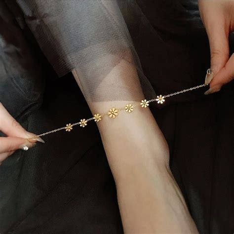 Daisy Flower Anklet Gold Anklet Floral Anklet Dainty Anklet Anklets