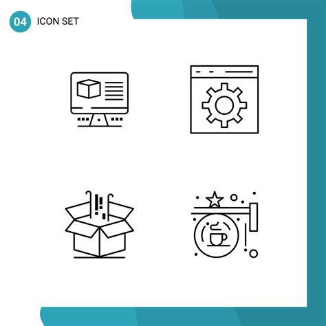 Line Pack Of Universal Symbols Of Computer Business Monitore