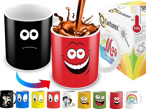 Heat Changing Mug Red Falling In Love Funny Face Funny Coffee Cup Add Hot Liquid And