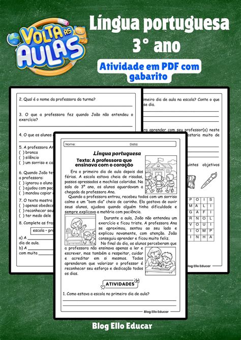 Atividade Volta As Aulas 3 Ano - Atividades de Volta às Aulas 3° ano: PDF gratuito e Plano de Aula