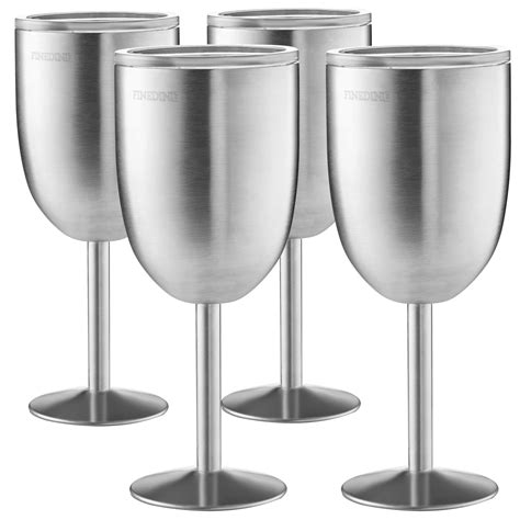 Finedine Premium Grade 188 Stainless Steel Wine Glasses 12 Oz Double Walled 698545987025 Ebay