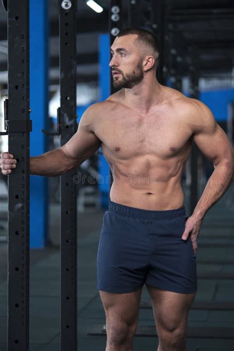 Athletic Shirtless Man Showing Well Trained Body Stock Photo Image