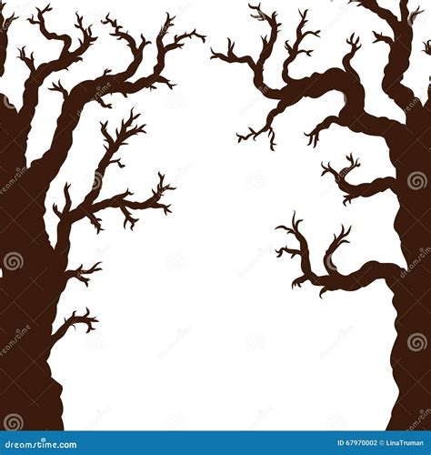 Silhouettes Of Halloween Trees, Bare Spooky Scary Halloween Tree Stock Vector - Image: 67970002