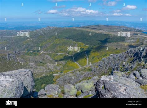 Rocky Landscape Of Serra Da Estrela Natural Park In Portugal Stock