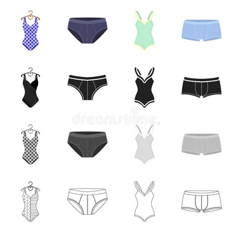 Isolated Object Of Bikini And Fashion Logo Set Of Bikini And Swimsuit Stock Symbol For Web