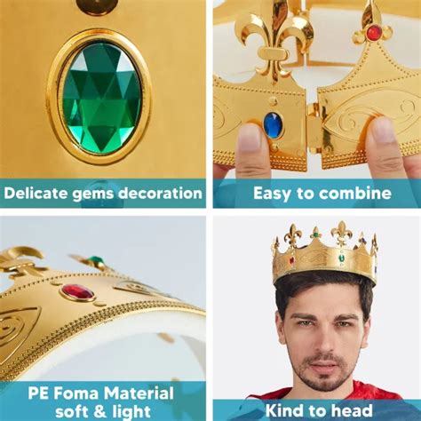 High Quality Gold King Crown Costume Accessory