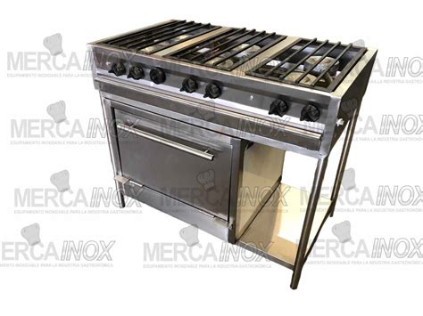 Estufa Quemadores Industrial Con Horno Mercainox