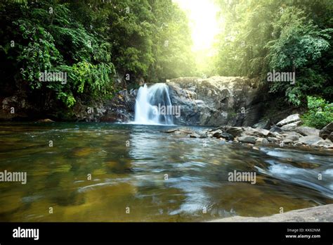 Waterfall On Sri Lankahorton Place Stock Photo Alamy