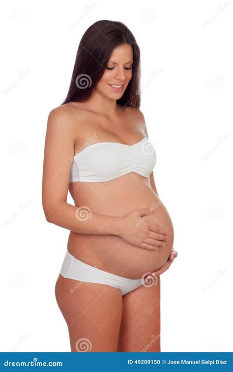 Brunette Pregnant In Underwear Stock Photo Image Of Girl Isolated 49209150