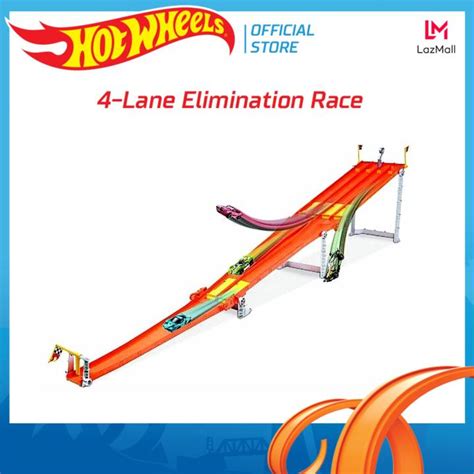 Hot Wheels ฮอทวล lane Elimination Race Track Set GDY ชดรางแขงยกระดบ โมเดลรถ พาหนะจำลอง