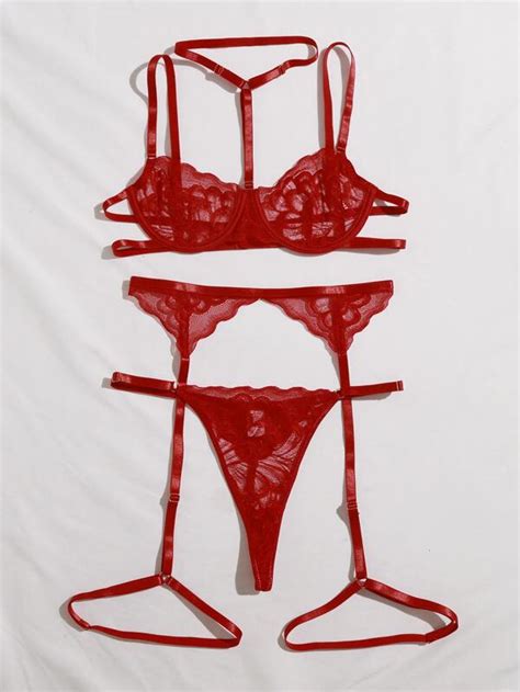 Floral Lace Underwire Garter Lingerie Set Choker For Sale Australia New Collection Online