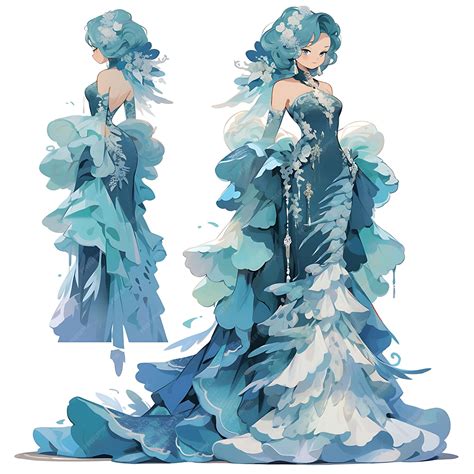 Premium Photo | Anime Concept Female Tall Mermaid Inspired Gown With