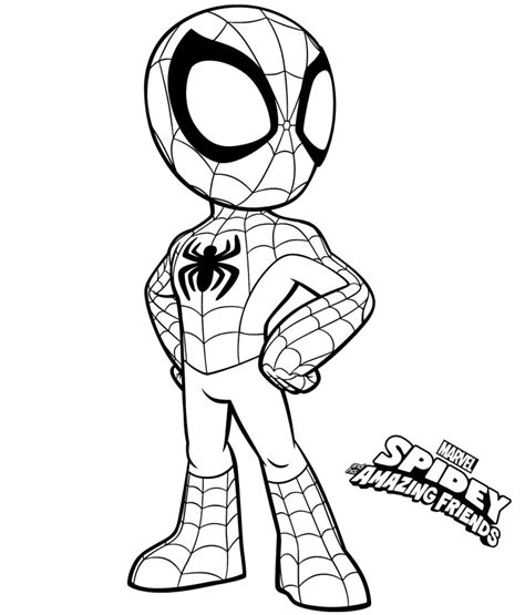 Spidey Standing In Position Coloring Page