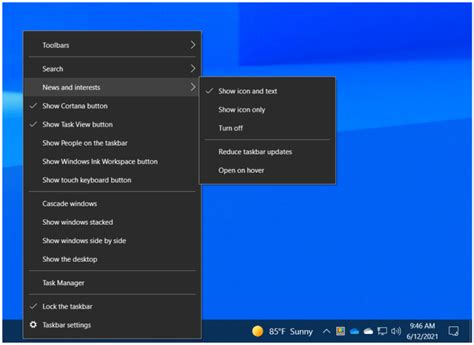 Turn Off News And Interests Feature On The Windows 10 Taskbar