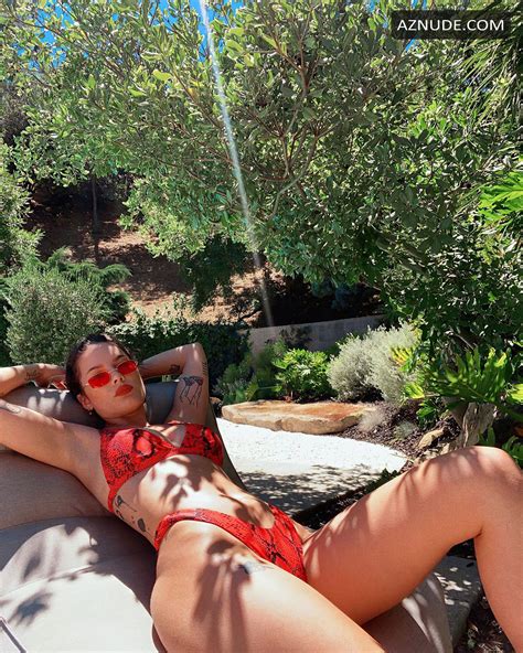 Halsey Sexy Posing In A Red Bikini AZNude