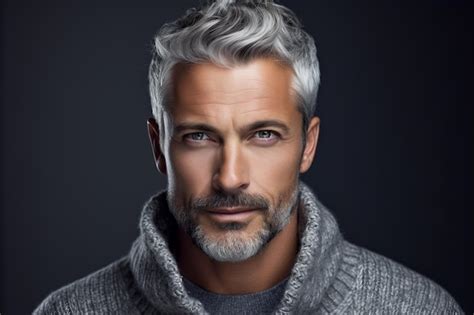 Premium Photo Modest Mature Man Gray Hair Generate Ai
