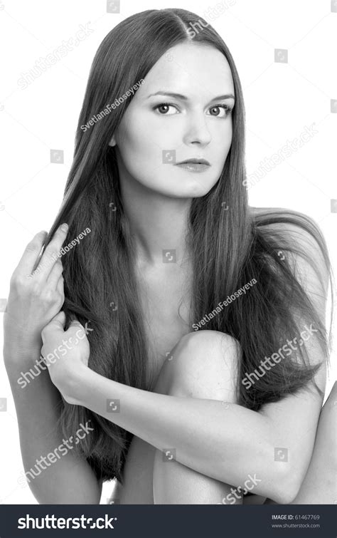Naked Woman Sitting On White Background Stock Photo Shutterstock