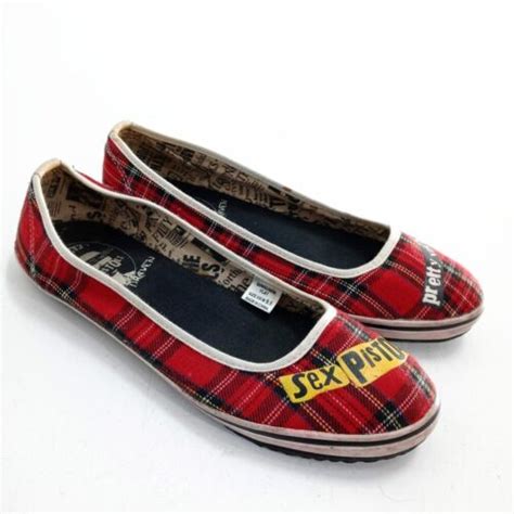 Sex Pistols Draven Shoes Red Tartan Plaid Slip On Sne Gem