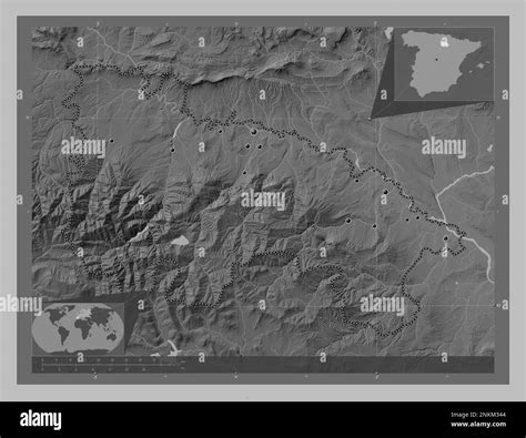 La Rioja Autonomous Community Of Spain Grayscale Elevation Map With