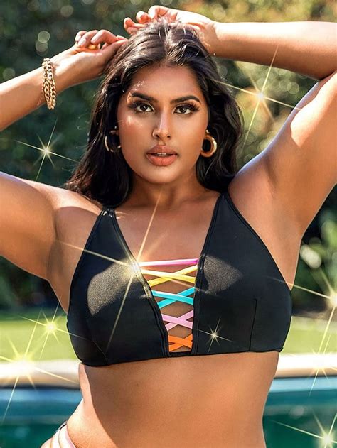 Generic Summer New Cross Color Matching Slip Plus Size Swimsuit Women S Bikini Sexy Push Up