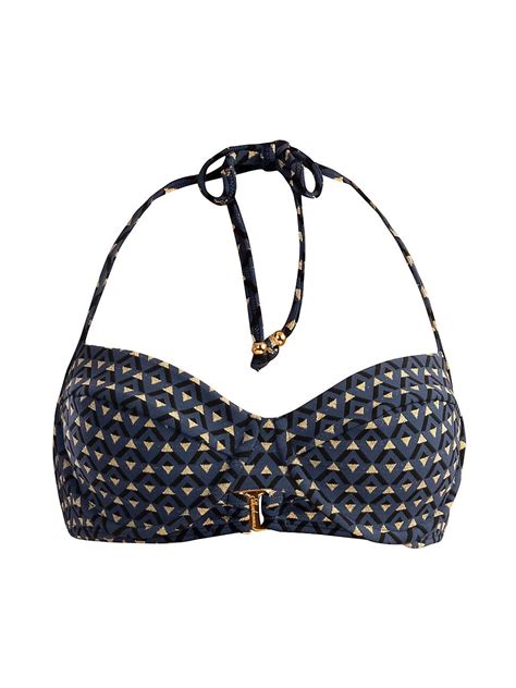 Buy Shoshanna Bra Printed Bikini Top Marine Jet Gold At Off Editorialist