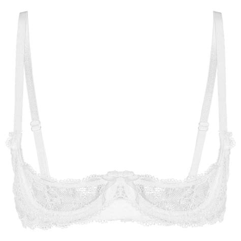Runqhui Women S Lace Sheer Lingerie Underwire Shelf Bra Top Sexy Cups Push Up Unlined